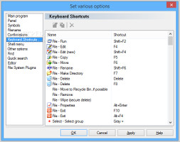 Showing the keyboard shortcuts in EF Commander Free